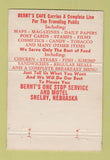 Matchbook Cover - Bernt's Motel Cafe oil gas Shelby NE WEAR 40 Strike