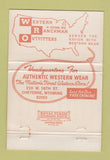Matchbook Cover - Western Ranchman Outfitters Cheyenne WY Clothes 40 Strike