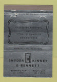 Matchbook Cover - Snyder Kinney Bennett Birmingham MI 40 Strike