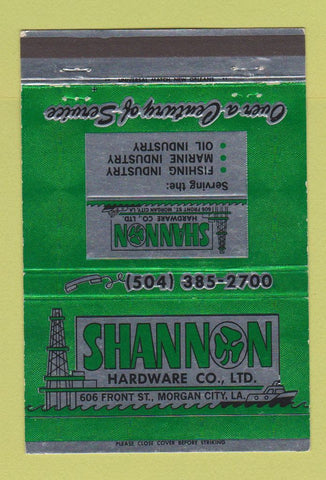 Matchbook Cover - Shannon Hardware Morgan City LA 40 Strike