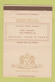 Matchbook Cover - Hamilton Watches Burns Gove Sandusky OH 40 Strike