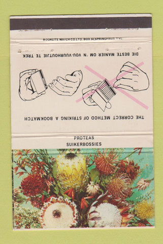 Matchbook Cover - Proteas Sugar Bush South Africa 40 Strike
