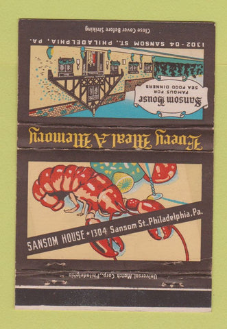 Matchbook Cover - Sansom House Philadelphia PA 40 Strike