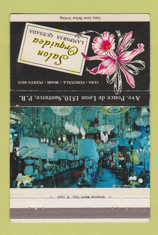 Matchbook Cover - Salon Orquidea Santurce Puerto Rico lighting WEAR 40 Strike