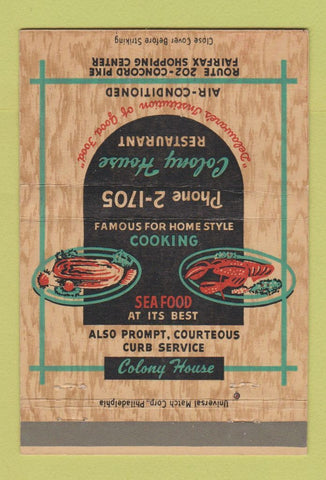 Matchbook Cover - Colony House Restaurant Wilmington DE 40 Strike