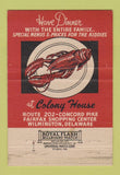 Matchbook Cover - Colony House Restaurant Wilmington DE 40 Strike
