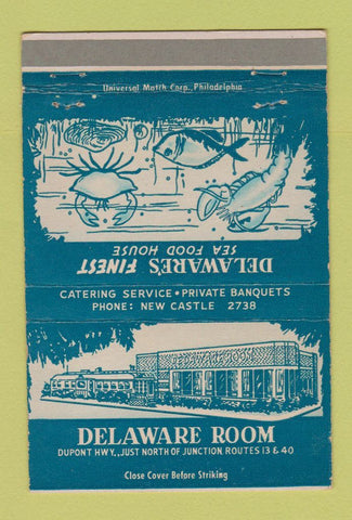 Matchbook Cover - Delaware Room New Castle DE 40 Strike