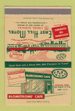 Matchbook Cover - East Hill Motel Seward NE Blomstroms' Cafe 40 Strike