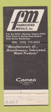 Matchbook Cover - Fabricated Metals Roanoke VA 30 Strike