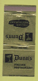 Matchbook Cover - Dunn's Italian Restaurant Chicago IL 30 Strike