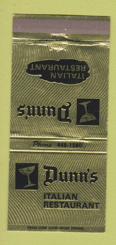Matchbook Cover - Dunn's Italian Restaurant Chicago IL 30 Strike