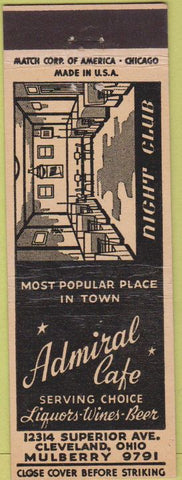 Matchbook Cover - Admiral Cafe Cleveland OH