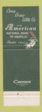 Matchbook Cover - American National Bank Amarillo TX