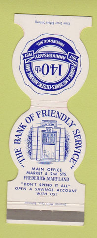 Matchbook Cover - Farmers & Mechanics Citizens Bank Frederick MD 1957 Jewelite