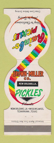 Matchbook Cover - Rainbo Pickles Brown Miller New Orleans LA Wiggins MS Jewelite