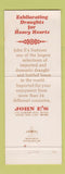 Matchbook Cover - John E's Restaurant Chuckwagon Honolulu Hawaii