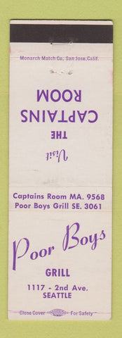 Matchbook Cover - Poor Boys Grill Seattle WA