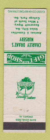 Matchbook Cover - Charley Drake's Nursery Flowers Union City GA