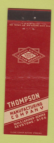 Matchbook Cover - Thompson Manufacturing Denver Colorado Plate Steel