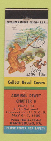 Matchbook Cover - Admiral Dewey Chapter 8 USCS Harrisburg PA 1950