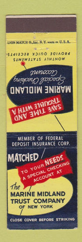 Matchbook Cover - Marine Midland Trust Company New York City