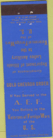 Matchbook Cover - VFW Gold Chevron Order Chicago IL