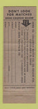 Matchbook Cover - Wall Dispenser for Matchbooks Cleveland OH Columbia