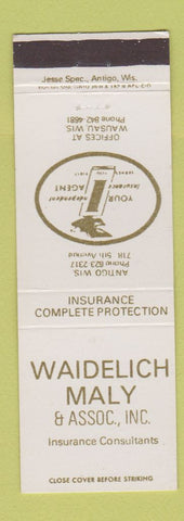 Matchbook Cover - Waidelich Maly Insurance Antigo WI