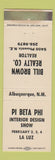 Matchbook Cover - Bill Brown Real Estate Albuquerque NM Pi Beta Phi WEAR