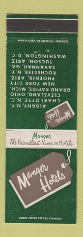Matchbook Cover - Manger Hotels CHAIN