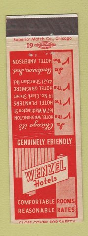 Matchbook Cover - Wenzel Hotels Chicago IL Anderson IN