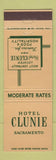 Matchbook Cover - Hotel Clunie Sacramento CA