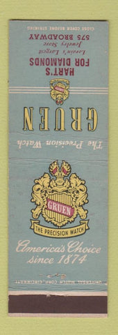Matchbook Cover - Gruen Watches Har's Diamonds Jewelry Lorain OH