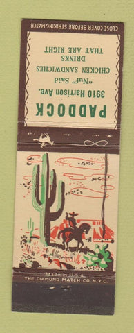 Matchbook Cover - Paddock Restaurant