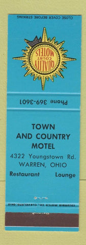 Matchbook Cover - Town and Country Motel Warren OH Quality Courts