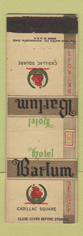 Matchbook Cover - Hotel Barlum Detroit MI WEAR
