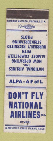 Matchbook Cover - National Airlines Boycott Union WEAR