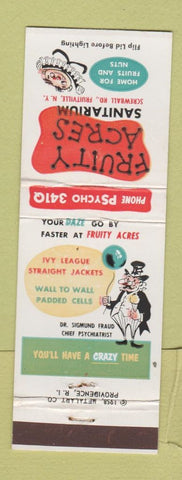 Matchbook Cover - Fruity Acres Sanitarium Fruitville NY Joke Gag