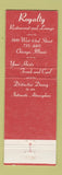Matchbook Cover - Royalty Restaurant Chicago IL WEAR