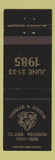 Matchbook Cover - Thomas Edison High School Class Reunion 1985 1958