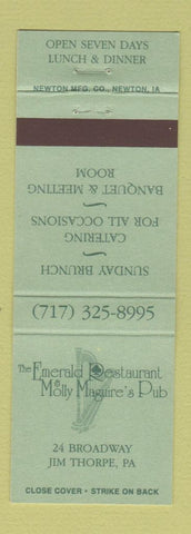 Matchbook Cover - Emerald Restaurant Molly Maguire's Pub Jim Thorpe PA