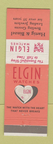 Matchbook Cover - Elgin Watches Harris Binzel Bowling Green