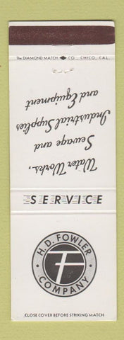 Matchbook Cover - HD Fowler Water Works Sewage Seattle WA