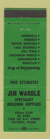 Matchbook Cover - Jim Wardle Building Supply Tacoma WA