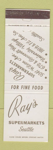 Matchbook Cover - Ray's Super Markets Grocery Seattle WA