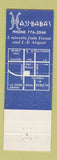 Matchbook Cover - Ali Bab's Restaurant Inglewood CA
