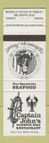 Matchbook Cover - Captain John's Restaurant Toronto ON