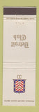 Matchbook Cover - Detroit Club MI