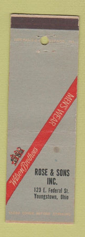 Matchbook Cover - Wilson Brothers Men's Clothes Rose Sons Youngstown OH