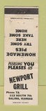 Matchbook Cover - Newport Grill Salina KS WEAR